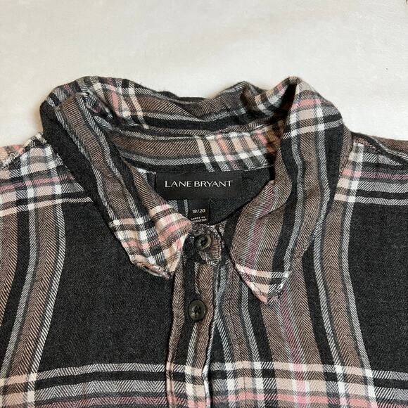 Lane Bryant Plaid Button Down Shirt Size 18/20 Roll Tab Sleeve Preppy Hipster - Picture 5 of 10